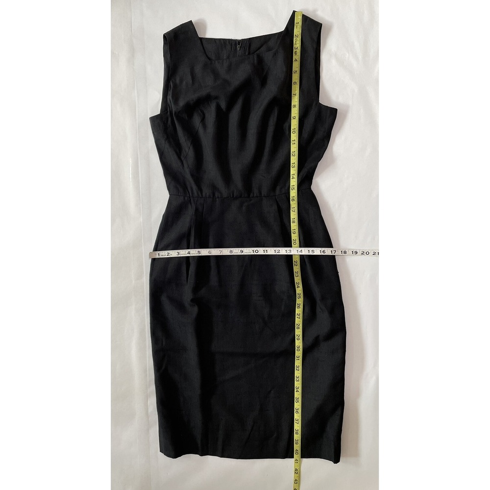 VTG 60s Little Black Dress Pencil Wiggle Square Side Arm Hole Pockets 38" Chest - Picture 6 of 13
